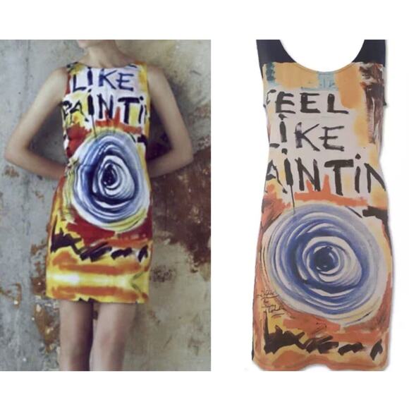 Ronnie Wood Liberty Of London Tank Dress •S•Like Painting Art To Wear SUPER RARE